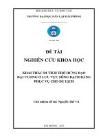 Đề tài nghiên cứu khoa học: Khai thác di tích thờ Hưng Đạo Đại Vương ở lưu vực sông Bạch Đằng phục vụ cho du lịch