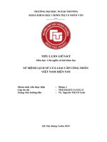 Tiểu luận giữa kỳ môn học chủ nghĩa xã hội khoa học sứ mệnh lịch sử của giai cấp công nhân việt nam hiện nay