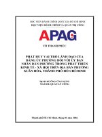 Phát huy vai trò lãnh Đạo của Đảng Ủy phường Đối với Ủy ban nhân dân phường trong phát triển kinh tế   xã hội trên Địa bàn phường xuân hòa, thành phố hồ chí minh