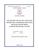 Tóm tắt kết quả Điều trị ung thư tuyến giáp thể biệt hóa ct1n0m0 bằng phẫu thuật nội soi qua Đường miệng tại bệnh viện Đại học y hà nội