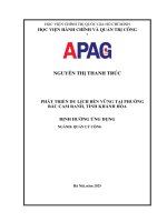 Luận văn thạc sỹ Phát Triển Du Lịch Bền Vững Tại Phường Bắc Cam Ranh, Tỉnh Khánh Hòa