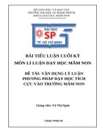 Đề tài vận dụng lý luận phương pháp dạy học tích cực vào trường mầm non