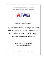 Tạo Động lực làm việc Đối với Đội ngũ giảng viên tại trường cao Đẳng kinh tế kỹ thuật thành phố hồ chí minh