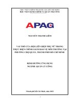 Vai Trò Của Hội Liên Hiệp Phụ Nữ Trong Thực Hiện Chính Sách Bảo Vệ Môi Trường Tại Phường Chợ Quán, Thành Phố Hồ Chí Minh
