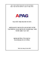 Kiểm Soát Chi Ngân Sách Nhà Nước Tại Phòng Giao Dịch Số 15-Kho Bạc Nhà Nước Khu Vực Xiv