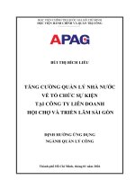 Tăng Cường Quản Lý Nhà Nước Về Tổ Chức Sự Kiện Tại Công Ty Liên Doanh Hội Chợ Và Triển Lãm Sài Gòn