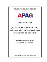 Quản Lý Nhà Nước Về Đất Đai Trên Địa Bàn Phường Thới Hoà, Thành Phố Hồ Chí Minh