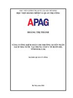 Tăng Cường Kiểm Soát Chi Thường Xuyên Ngân Sách Nhà Nước Tại Trung Tâm Y Tế Buôn Hồ, Tỉnh Đắk Lắk