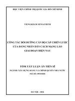 Tóm tắt công tác bồi dưỡng cán bộ cấp chiến lược của Đảng nhân dân cách mạng lào giai Đoạn hiện nay