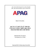 Luận văn thạc sĩ Quản lý công: Quản lý nhà ở cũ thuộc tài sản công trên địa bàn Thành phố Hồ Chí Minh