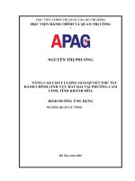 Luận văn thạc sĩ Quản lý công: Nâng cao chất lượng giải quyết thủ tục hành chính lĩnh vực đất đai tại phường Cam Linh, tỉnh Khánh Hòa