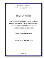 Ảnh hưởng của nguồn lực bên trong Đến sự thích Ứng với biến Đổi khí hậu của các doanh nghiệp sản xuất tại thành phố hồ chí minh