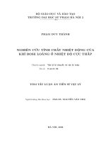 Nghiên cứu tính chất nhiệt Động của khí bose loãng Ở nhiệt Độ cực thấp