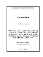 Luận văn thạc sĩ Quản lý công: Nâng cao chất lượng quản lý dự án đầu tư xây dựng cơ bản bằng nguồn vốn ngân sách nhà nước trên địa bàn xã Ea Kar, tỉnh Đắk Lắk giai đoạn 2025-2030