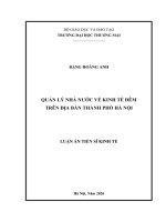 Quản lý nhà nước về kinh tế Đêm trên Địa bàn thành phố hà nội
