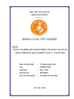 Khóa luận tốt nghiệp Ngân hàng: Nâng cao hiệu quả hoạt động tín dụng tại Ngân hàng Thương mại cổ phần Nam Á - CN Hà Nội