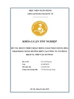 Khóa luận tốt nghiệp Kinh doanh quốc tế: Hoàn thiện hoạt động giao nhận hàng hóa nhập khẩu bằng đường biển tại Công ty Cổ Phần dịch vụ Tiếp vận Sunway