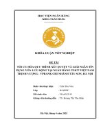 Khóa luận tốt nghiệp Ngân hàng: Tối ưu hóa quy trình xét duyệt và giải ngân tín dụng vốn lưu động tại Ngân hàng TMCP Việt Nam Thịnh Vượng - VPBank chi nhánh Tây Sơn, Hà Nội