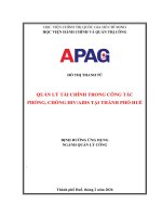 Luận văn thạc sĩ Quản lý công: Quản lý tài chính trong công tác Phòng chống HIV/AIDS tại thành phố Huế