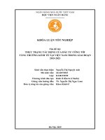 Khóa luận tốt nghiệp Kinh tế đầu tư: Thực trạng tác động của đầu tư công tới tăng trưởng kinh tế tại Việt Nam trong giai đoạn 2015 - 2023