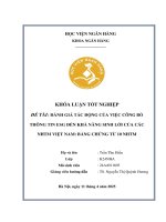 Khóa luận tốt nghiệp Ngân hàng: Đánh giá tác động của việc công bố thông tin ESG đến khả năng sinh lời của các NHTM Việt Nam: Bằng chứng từ 10 NHTM