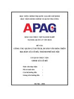 BÁO CÁO THỰC TẬP NGÀNH QUẢN LÝ VĂN HOÁ - ĐỀ TÀI CÔNG TÁC QUẢN LÝ DI TÍCH, DI SẢN VĂN HÓA TRÊN ĐỊA BÀN XÃ CỔ ĐÔ, THÀNH PHỐ HÀ NỘI