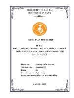 Khóa luận tốt nghiệp Ngân hàng: Phát triển hoạt động cho vay khách hàng cá nhân tại Ngân hàng TMCP Tiên Phong - Chi nhánh Hà Nội