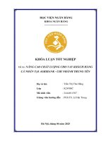 Khóa luận tốt nghiệp Ngân hàng: Nâng cao chất lượng cho vay khách hàng cá nhân tại Agribank - Chi nhánh Trung Yên