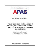 THỰC HIỆN QUY CHẾ DÂN CHỦ Ở CƠ SỞ TẠI CÁC KHU CHẾ XUẤT VÀ KHU CÔNG NGHIỆP THÀNH PHỐ HỒ CHÍ MINH