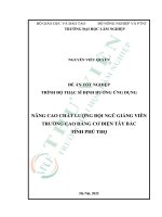 Nâng cao chất lượng Đội ngũ giảng viên trường cao Đẳng cơ Điện tây bắc tỉnh phú thọ