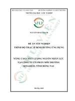 Nâng cao chất lượng nguồn nhân lực tại công ty cổ phần môi trường sonadezi, tỉnh Đồng nai