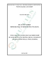 Nâng cao chất lượng Đào tạo nhóm nghề du lịch, dịch vụ tại trường trung cấp kinh tế   kỹ thuật bình thuận, tỉnh lâm Đồng