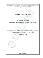 Huy Động các nguồn lực trong xây dựng nông thôn mới trên Địa bàn xã biển hồ, tỉnh gia lai