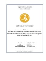 Khóa luận tốt nghiệp Ngân hàng: Các yếu tố ảnh hưởng đến rủi ro tín dụng của ngân hàng thương mại tại Việt Nam giai đoạn từ năm 2013 đến năm 2023