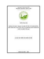 ĐÁNH GIÁ THỰC TRẠNG VÀ MỘT SỐ YẾU TỐ ẢNH HƯỞNG ĐẾN SINH SẢN, SẢN XUẤT SỮA CỦA BÒ HOLSTEIN FRIESIAN NUÔI TẠI PHÚ YÊN (cũ)