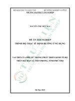 Vai trò của phụ nữ trong phát triển kinh tế hộ trên Địa bàn xã tiền phong, tỉnh phú thọ