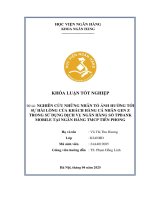 Khóa luận tốt nghiệp Ngân hàng: Nghiên cứu những nhân tố ảnh hưởng tới sự hài lòng của khách hàng cá nhân gen Z trong sử dụng dịch vụ ngân hàng số TPBank Mobile tại Ngân hàng TMCP Tiên Phong