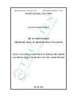 Nâng cao chất lượng dịch vụ khám chữa bệnh tại trung tâm y tế huyện văn yên, tỉnh yên bái