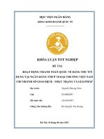 Khóa luận tốt nghiệp Kinh doanh quốc tế: Hoạt động thanh toán quốc tế bằng thư tín dụng tại Ngân hàng TMCP Ngoại thương Việt Nam - Chi nhánh Sở giao dịch: Thực trạng và giải pháp