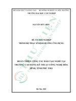 Hoàn thiện công tác Đào tạo nghề tại trường cao Đẳng kỹ thuật công nghệ hòa bình, tỉnh phú thọ