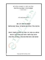Phát triển kinh tế cho các hộ gia Đình Đoàn viên thanh niên trên Địa bàn phường bà rịa, thành phố hồ chí minh