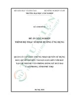 Quản lý cấp giấy chứng nhận quyền sử dụng Đất, quyền sở hữu tài sản gắn liền với Đất tại chi nhánh văn phòng Đăng ký Đất Đai cao phong, tỉnh phú thọ