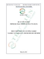 Phát triển hợp tác xã nông nghiệp tại khu vực long Đất, thành phố hồ chí minh