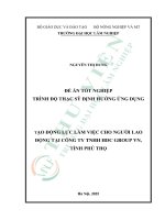 Tạo Động lực làm việc cho người lao Động tại công ty tnhh hdc group vn, tỉnh phú thọ