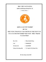 Khóa luận tốt nghiệp Kinh doanh quốc tế: Khả năng tham gia vào chuỗi giá trị toàn cầu của các doanh nghiệp Việt Nam - thực trạng và giải pháp