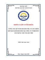 DHK - KLTN - CÔNG TÁC KẾ TOÁN DOANH THU VÀ XÁC ĐỊNH KẾT QUẢ KINH DOANH TẠI CÔNG TY TNHH MTV XÂY DỰNG VẬN TẢI LỘC PHÚ