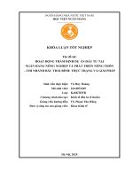 Khóa luận tốt nghiệp Kinh tế đầu tư: Hoạt động thẩm định dự án đầu tư tại Ngân hàng Nông nghiệp và Phát triển Nông thôn - Chi nhánh Bắc Thái Bình: Thực trạng và giải pháp