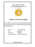 Khóa luận tốt nghiệp Kinh doanh quốc tế: Nâng cao chất lượng thanh toán quốc tế tại Ngân hàng Đầu tư và Phát triển chi nhánh Tràng An