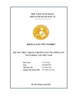 Khóa luận tốt nghiệp Kinh doanh quốc tế: Thực trạng chuỗi cung ứng nông sản xuất khẩu tại Việt Nam
