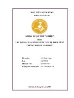 Khóa luận tốt nghiệp Ngân hàng: Tác động của chính sách tiền tệ tới chỉ số chứng khoán VN-index